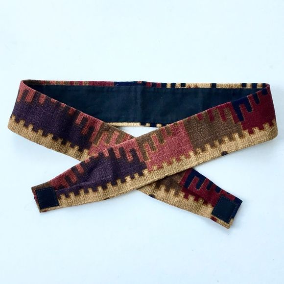 Vintage Twist Tapestry Fabric Belt Velcro Fastener - Picture 3 of 8